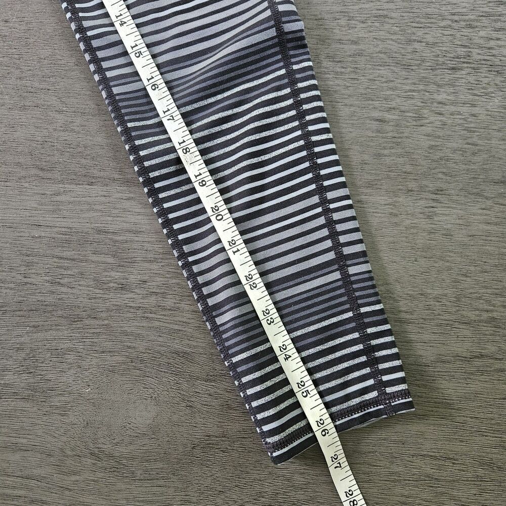 Athleta Athletic Leggings Womens L Gray Striped Workout Running Gym Exercise - Picture 4 of 7